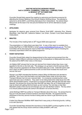 Minutes of the Kintyre Initiative Working Group 30