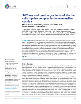 Stiffness and Tension Gradients of the Hair Cell's Tip-Link Complex In