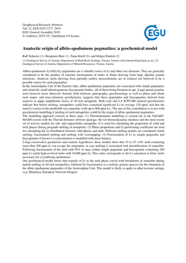 Anatectic Origin of Albite-Spodumene Pegmatites: a Geochemical Model