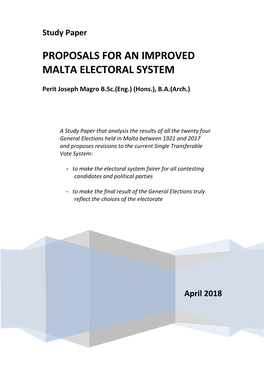 Proposals for an Improved Maltese Electoral System