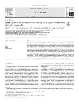 PDS5B Regulates Cell Proliferation and Motility Via Upregulation of Ptch2 In