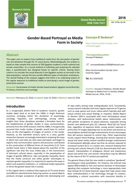 Gender-Based Portrayal As Media Form in Society