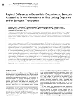 Regional Differences in Extracellular Dopamine and Serotonin Assessed by in Vivo Microdialysis in Mice Lacking Dopamine And/Or Serotonin Transporters