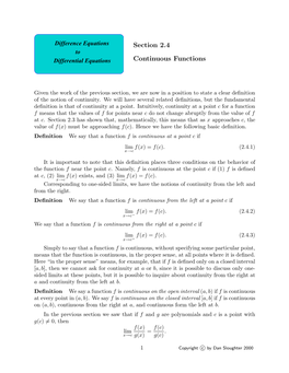 Section 2.4 Continuous Functions 3