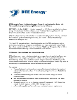 1 DTE Energy to Power Ford Motor Company Research And
