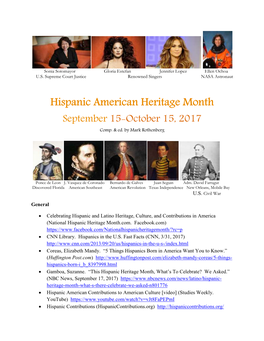 Hispanic American Heritage Month September 15-October 15, 2017 Comp