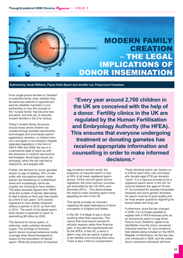 Modern Parenting – Legal Implications of Donor Insemination
