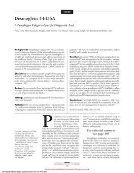 Desmoglein 3-ELISA: a Pemphigus Vulgaris Specific Diagnostic Tool