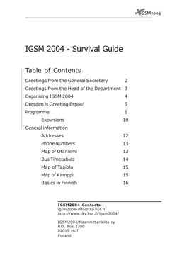IGSM 2004 - Survival Guide