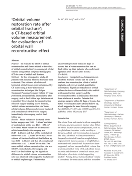 A CT-Based Orbital Volume Measurement for Evaluation of Orbital Wall Reconstructive Effect