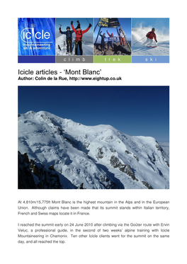 Mont Blanc’ Author: Colin De La Rue
