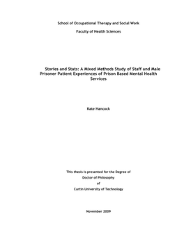 A Mixed Methods Study of Staff and Male Prisoner Patient Experiences of Prison Based Mental Health Services