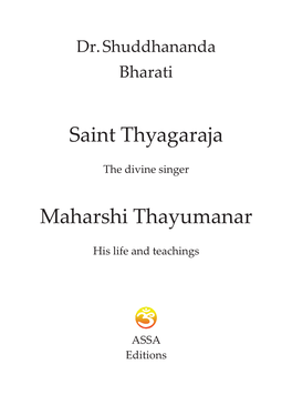 Saint Thyagaraja and Maharshi Thayumanar to You