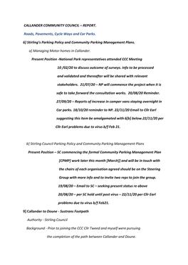 REPORT. Roads, Pavements, Cycle Ways and Car Parks. 6