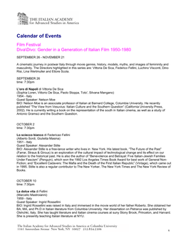 Calendar of Events