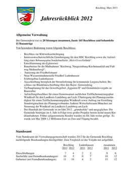 Tischvorlage Jahresrückblick 2012