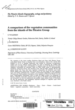 A Comparison of the Vegetation Communities from the Islands of the Pitcairn Group