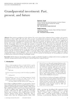 Grandparental Transfers and Kin Selection in the Developing World, As Exempliﬁed by the Research Reviewed by Sear and Mace (2008)