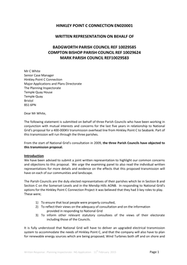 Hinkley Point C Connection En020001 Written