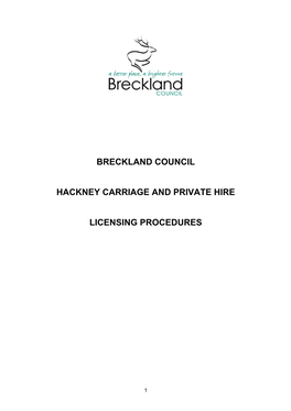 Breckland Council Hackney Carriage and Private Hire Licensing Procedures