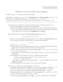 Worksheet on Inverse Limits and Completion