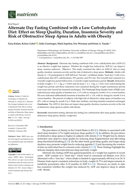 Alternate Day Fasting Combined with a Low Carbohydrate Diet