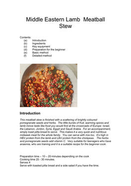 Middle Eastern Lamb Meatball Stew