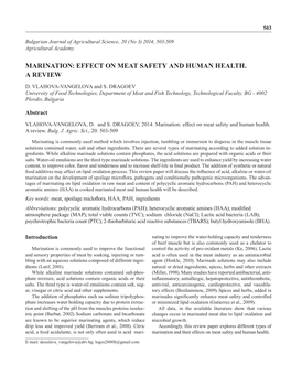 Marination: Effect on Meat Safety and Human Health