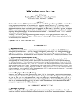 Nircam Instrument Overview