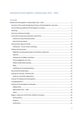 Världsarvet Drottningholm; Världsarvsplan 2021 - 2025