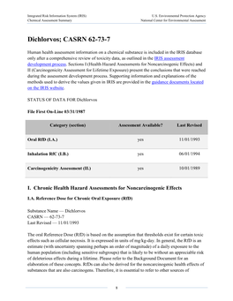 Dichlorvos; CASRN 62-73-7