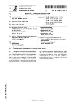 Target Genes for the Diagnosis and Treatment of Cancer