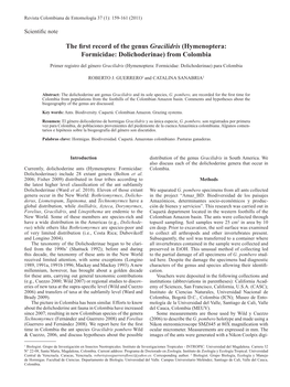 Hymenoptera: Formicidae: Dolichoderinae) from Colombia