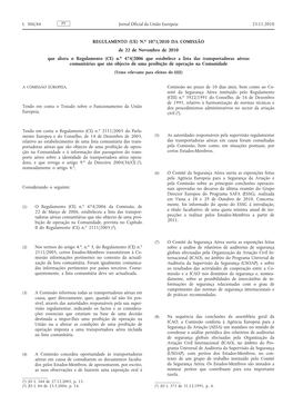 No 1071/2010 Da Comissão, De 22 De Novembro De 2010, Que