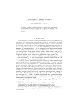 ARITHMETICAL SACKS FORCING 1. Introduction Two Fundamental