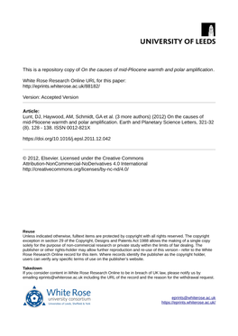 On the Causes of Mid-Pliocene Warmth and Polar Amplification