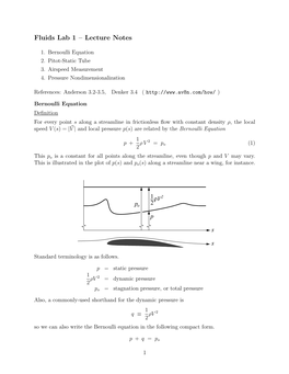 Fluids Lab 1 – Lecture Notes