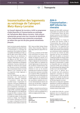 Insonorisation Des Logements Au Voisinage De L'aéroport Metz-Nancy