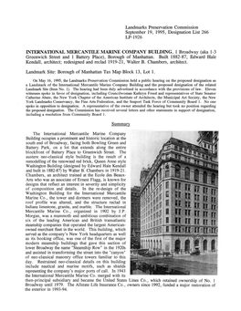 INTERNATIONAL MERCANTILE MARINE COMPANY BUILDING, 1 Broadway (Aka 1-3 Greenwich Street and 1 Battery Place), Borough of Manhattan