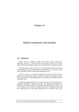 Chapter 12 Quality Components and Metadata