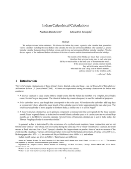 Indian Calendrical Calculations