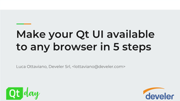 Make Your Qt UI Available to Any Browser in 5 Steps