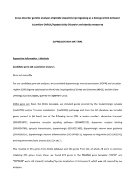 Cross-Disorder Genetic Analyses Implicate Dopaminergic Signaling As a Biological Link Between Attention-Deficit/Hyperactivity Di