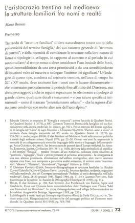 L'aristocrazia Trentina Nel Medioevo: Le Strutture Familiari Fra Nomi E Realtà