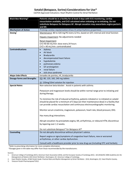 Sotalol Considerations For