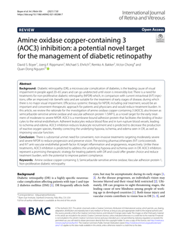 Amine Oxidase Copper-Containing 3 (AOC3) Inhibition: a Potential Novel