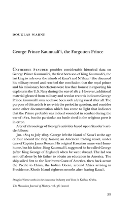 George Prince Kaumuali'i, the Forgotten Prince