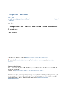 The Clash of Cyber Suicide Speech and the First Amendment