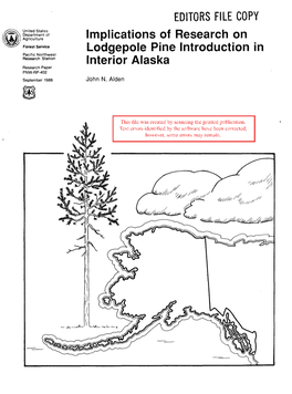 EDITORS FILE COPY Implications of Research on Lodgepole Pine