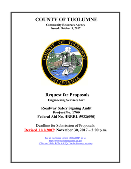 Tuolumne County Standard Agreement for Professional Services (DRAFT)